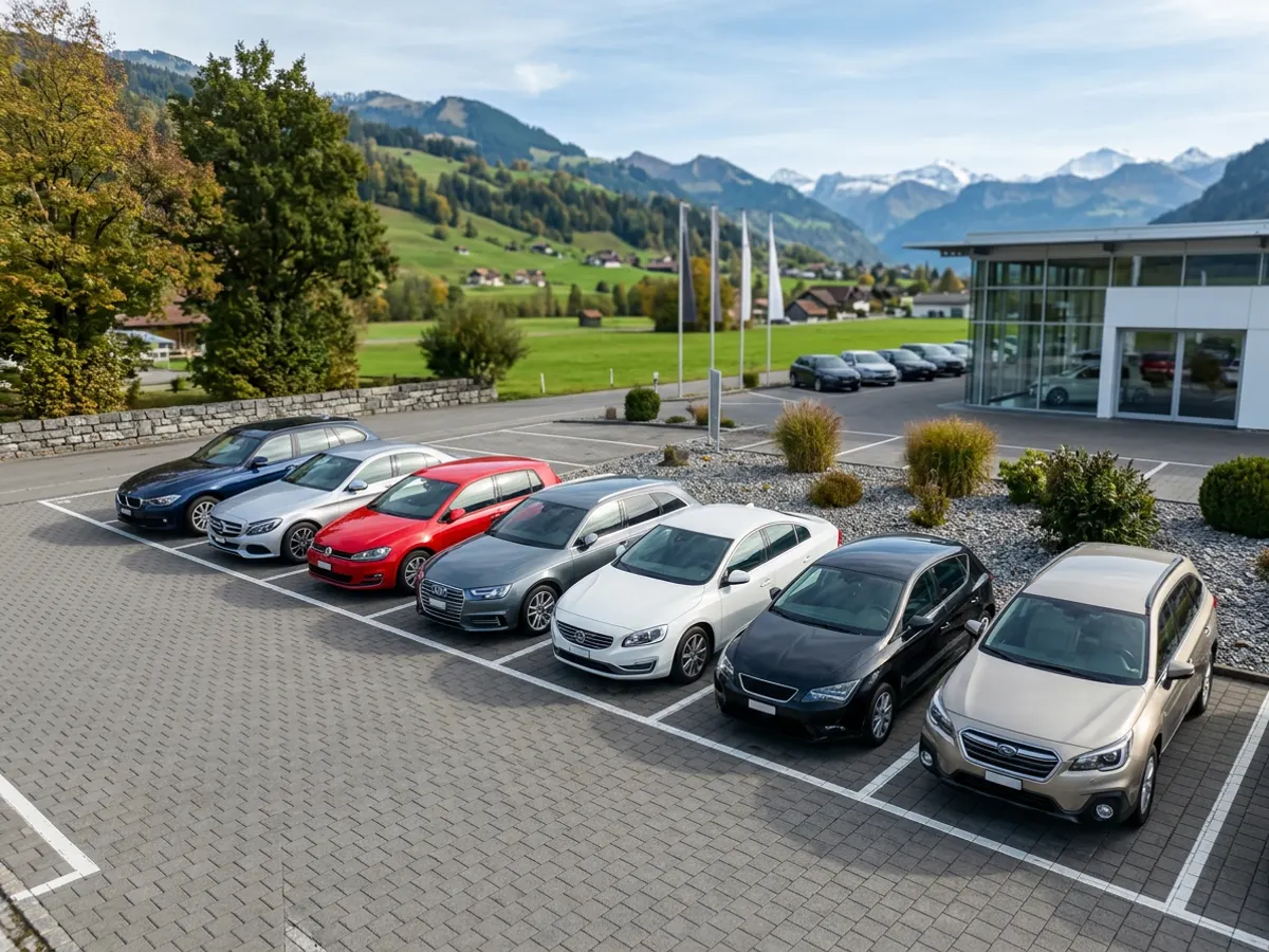 Mehrere gepflegte Occasionen nebeneinander auf einem Parkplatz